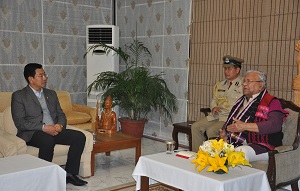 The Governor of Arunachal Pradesh Shri PB Acharya with Art and Culture Minister in the Gyatri Hall at Raj Bhavan Itanagar on 1st February� 2017.